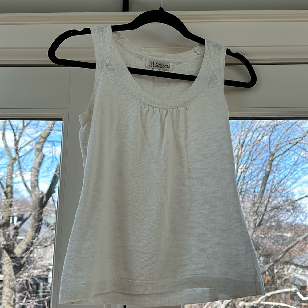 Bloom linen/cotton blend cream-coloured tank; size small